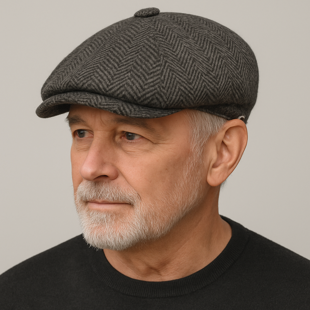 Gionetto | Henry Herringbone Newsboy Cap – For heritage elegance and timeless British style