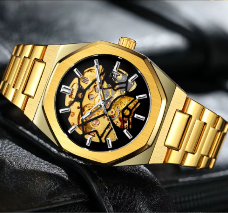 Mens Luxury Mechanical Skeleton Watch