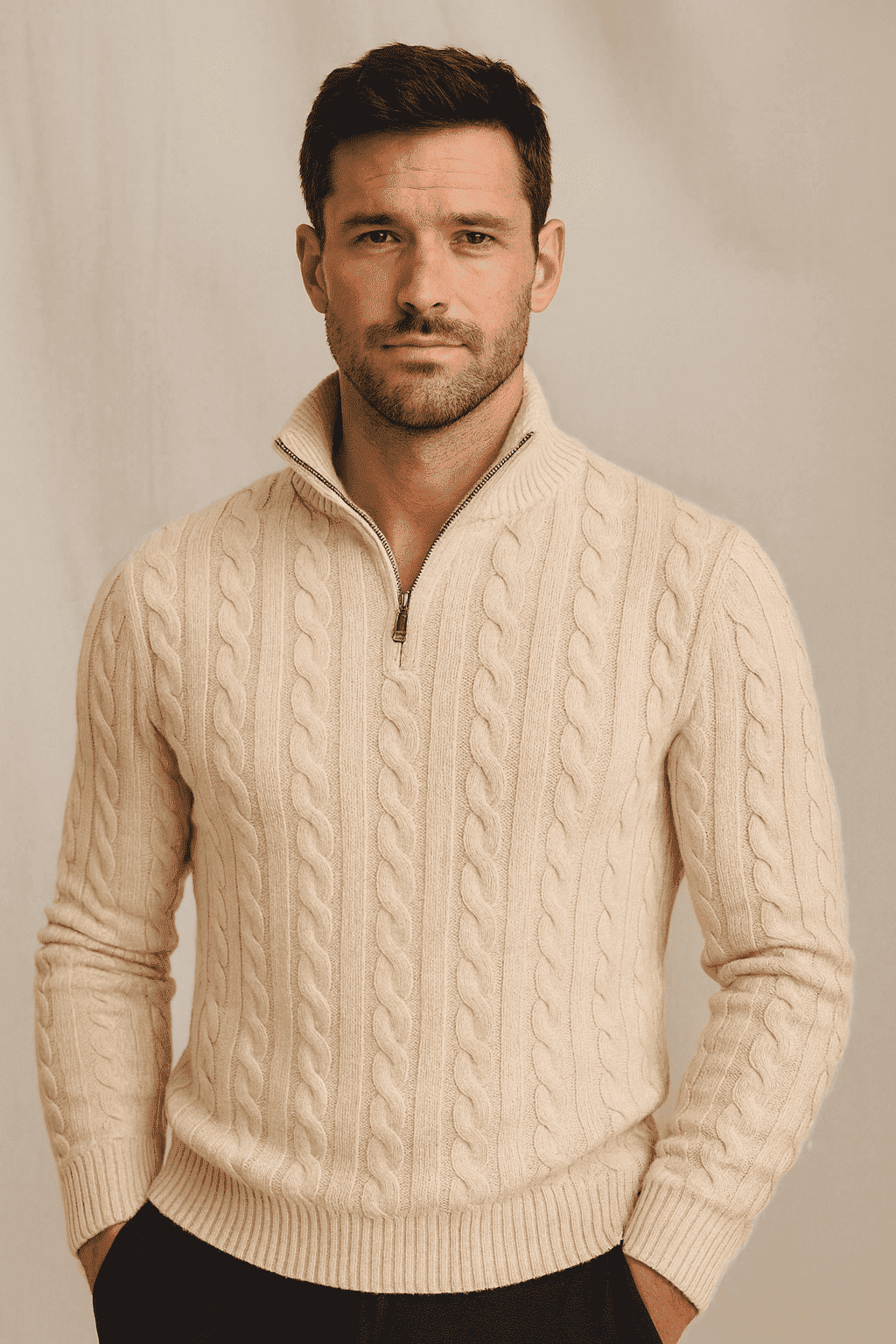 Gionetto | Lorenzo Cable Knit Half Zip Sweater – For timeless warmth and refined elegance