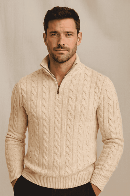 Gionetto | Lorenzo Cable Knit Half Zip Sweater – For timeless warmth and refined elegance
