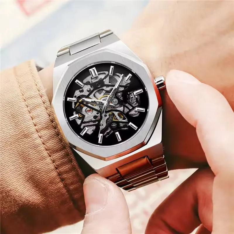 Mens Luxury Mechanical Skeleton Watch