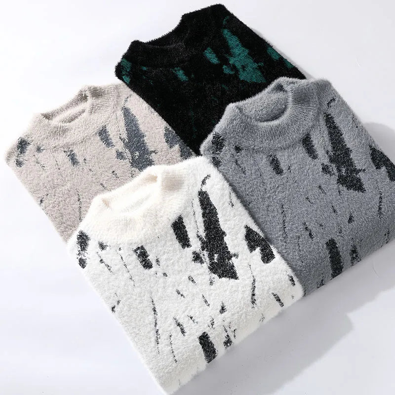 Matteo Abstract Fuzzy Sweater – Soft Warm Knit for Men | Gionetto