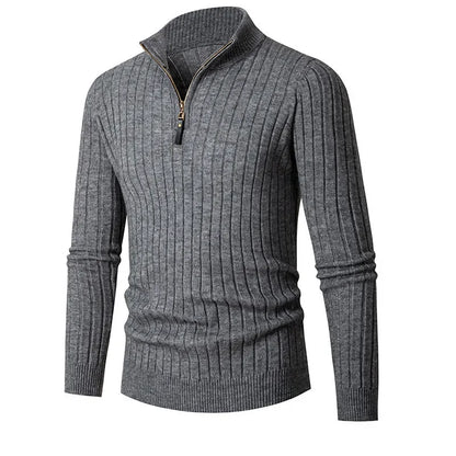 Gionetto | Men’s Half Zip Knitted Sweater - Slim Fit Ribbed Pullover