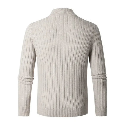 Gionetto | Men’s Half Zip Knitted Sweater - Slim Fit Ribbed Pullover