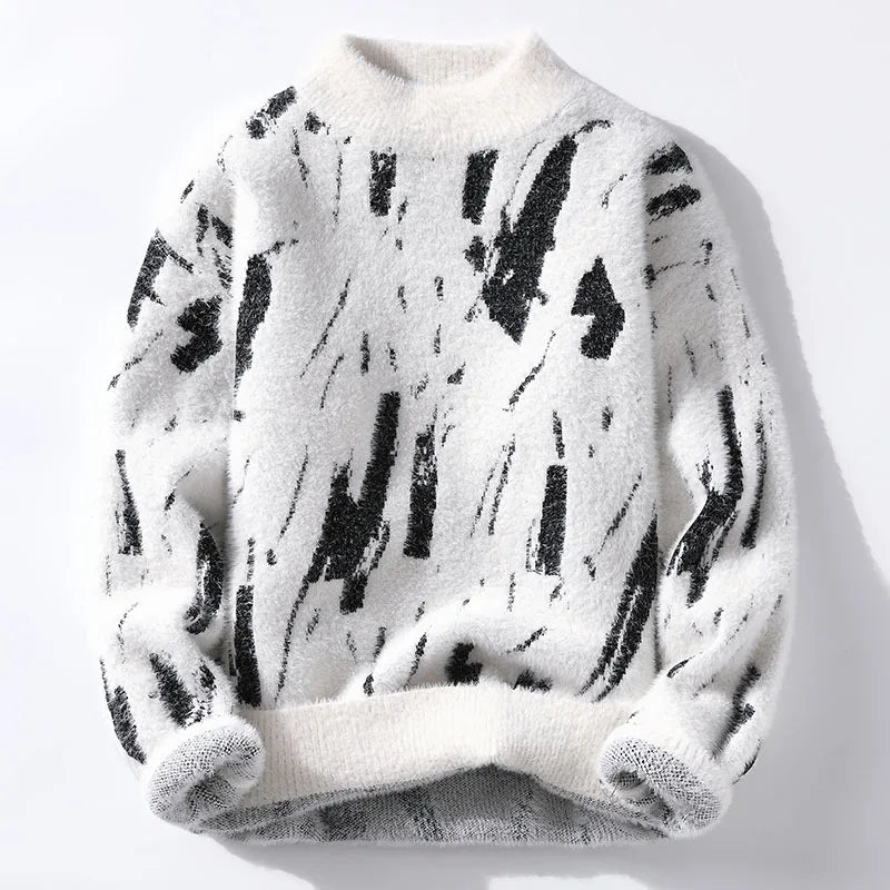 Matteo Abstract Fuzzy Sweater – Soft Warm Knit for Men | Gionetto
