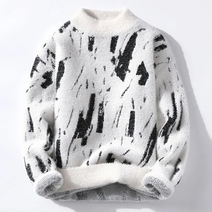 Matteo Abstract Fuzzy Sweater – Soft Warm Knit for Men | Gionetto