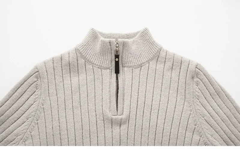 Gionetto | Men’s Half Zip Knitted Sweater - Slim Fit Ribbed Pullover