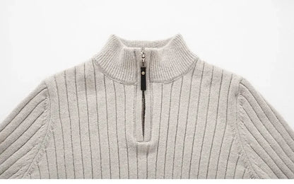 Gionetto | Men’s Half Zip Knitted Sweater - Slim Fit Ribbed Pullover