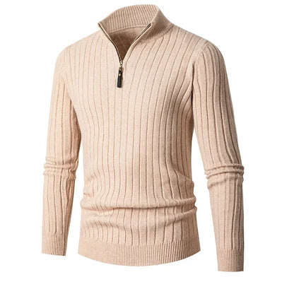 Gionetto | Men’s Half Zip Knitted Sweater - Slim Fit Ribbed Pullover