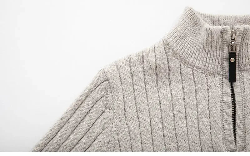 Gionetto | Men’s Half Zip Knitted Sweater - Slim Fit Ribbed Pullover