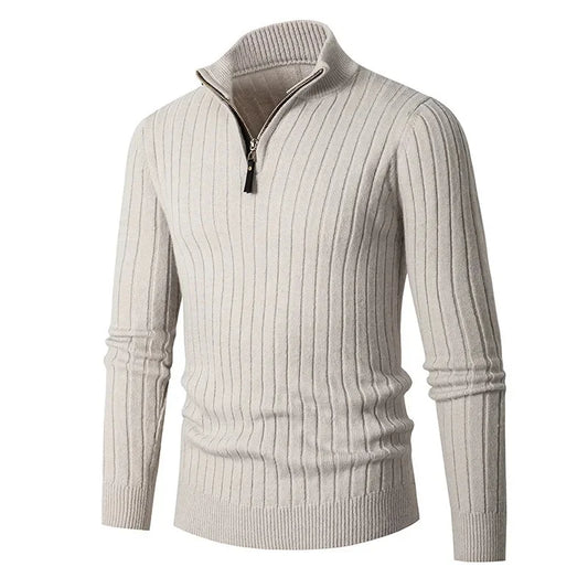 Gionetto | Men’s Half Zip Knitted Sweater - Slim Fit Ribbed Pullover