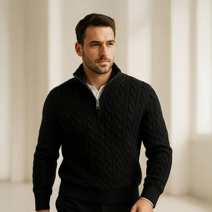 Lorenzo Cable Knit Half Zip Sweater – For timeless warmth and refined elegance | Gionetto