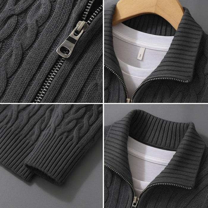 Lorenzo Cable Knit Half Zip Sweater – For timeless warmth and refined elegance | Gionetto