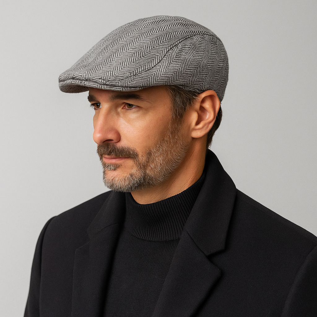Gionetto | Arthur Herringbone Flat Cap – For timeless elegance and classic British charm