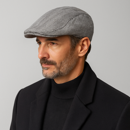 Gionetto | Arthur Herringbone Flat Cap – For timeless elegance and classic British charm