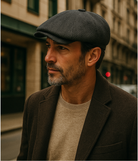Gionetto | Henry Herringbone Newsboy Cap – For heritage elegance and timeless British style