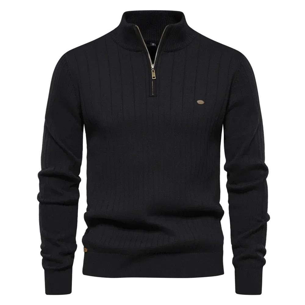 Gionetto | Stefano Ribbed Half Zip Sweater – For modern elegance and timeless warmth